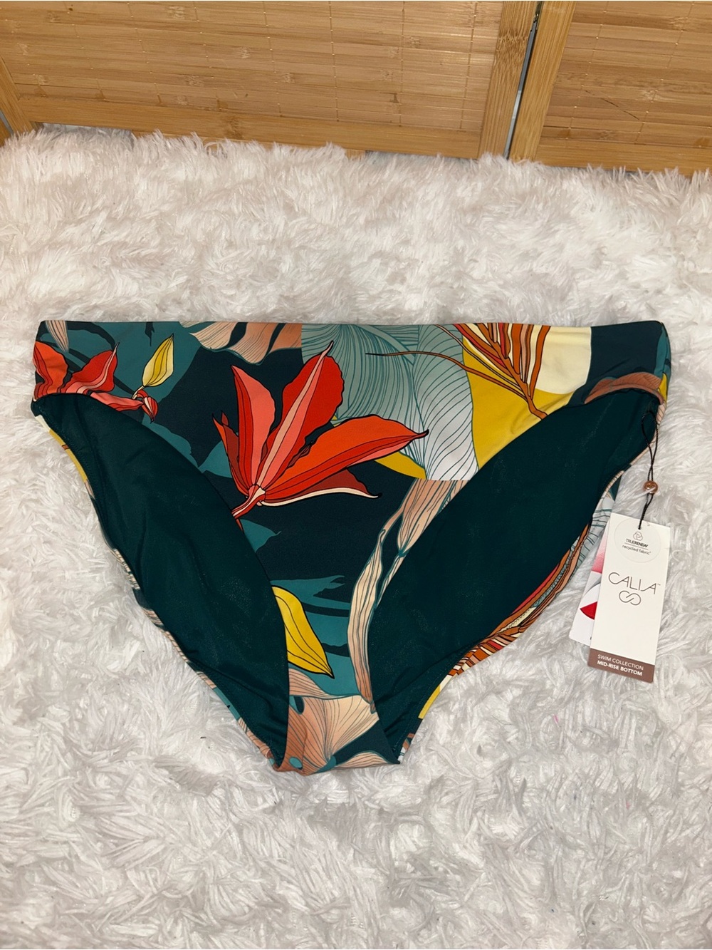 CALIA Women's Swim Bottoms Botanical Print Sea Green XXL bikini bottoms NWT